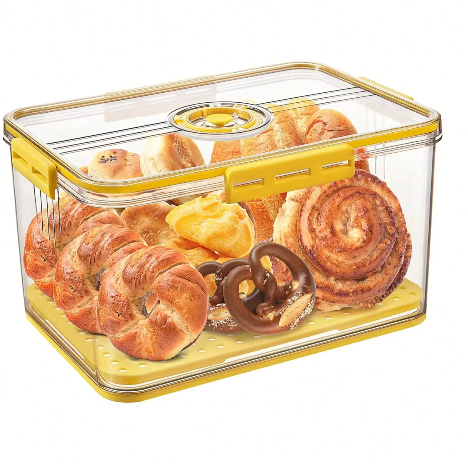 Homemade Bread Storage Box, Large Storage Container, Kitchen Countertop Sealed Style, Bread Storage Container With Timer Function, Sealed Bread Storage Box With Lid, Baked Goods