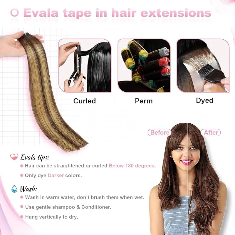 شريط في وصلات الشعر 100% ريمي شعر بشري طبيعي لحمة الجلد