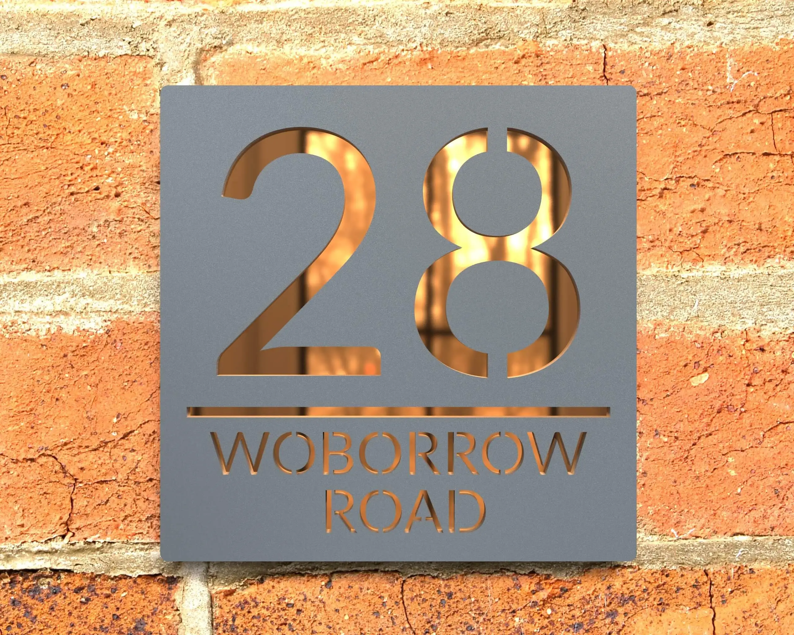 Modern Black door numbers With Bronze Mirror Baseplate Custom Acrylic Door numbers Custom Address Signage180 x 180 mm