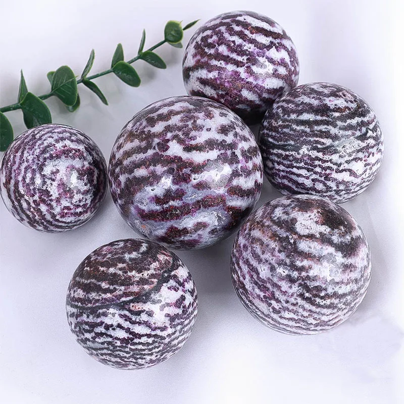 Druzy Fluorite Root Sphere Witchy Altar Decor Polished Protection Gemstone Orb Unique Natural Purple Zebra Stripe Crystal Ball