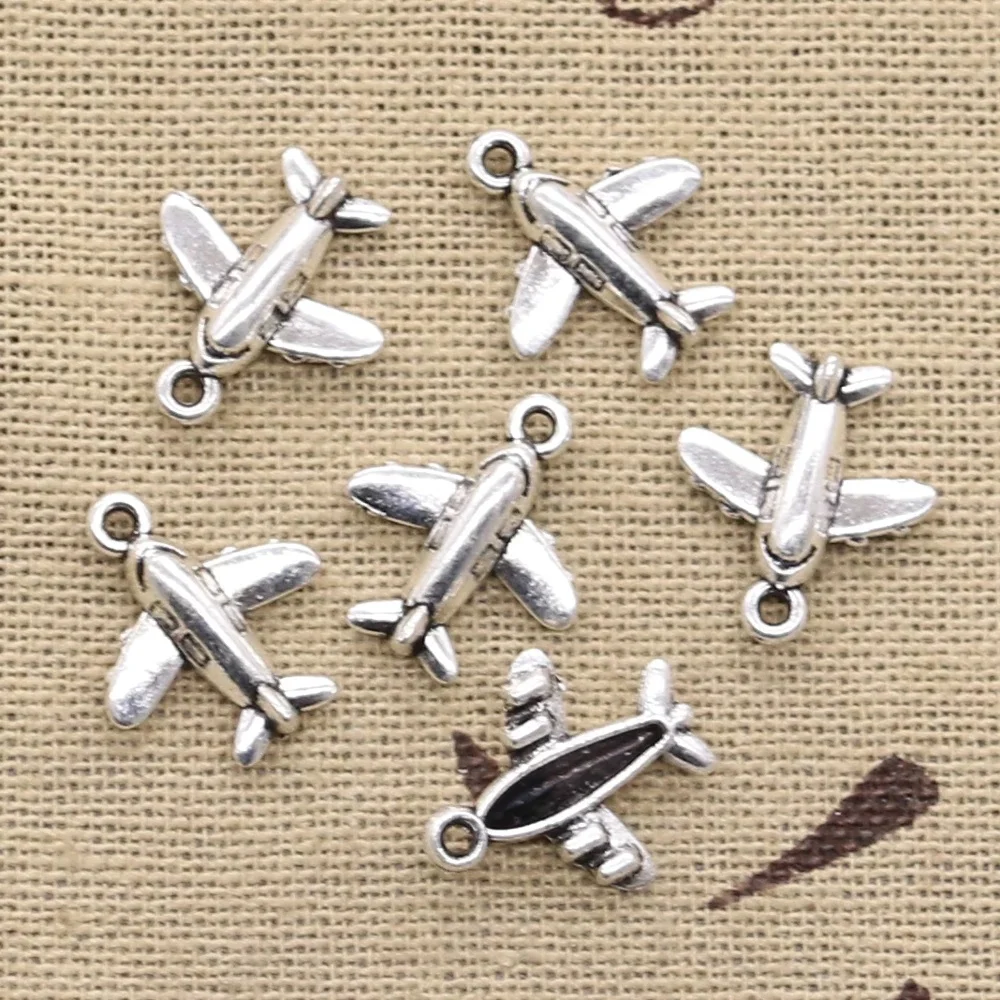 50 sztuk Charms kochanka samolot samolot 15x14mm antyczne srebro kolorowy platerowany wisiorki dokonywanie DIY Handmade tybetański srebrny kolor biżuteria — zdjęcie 2