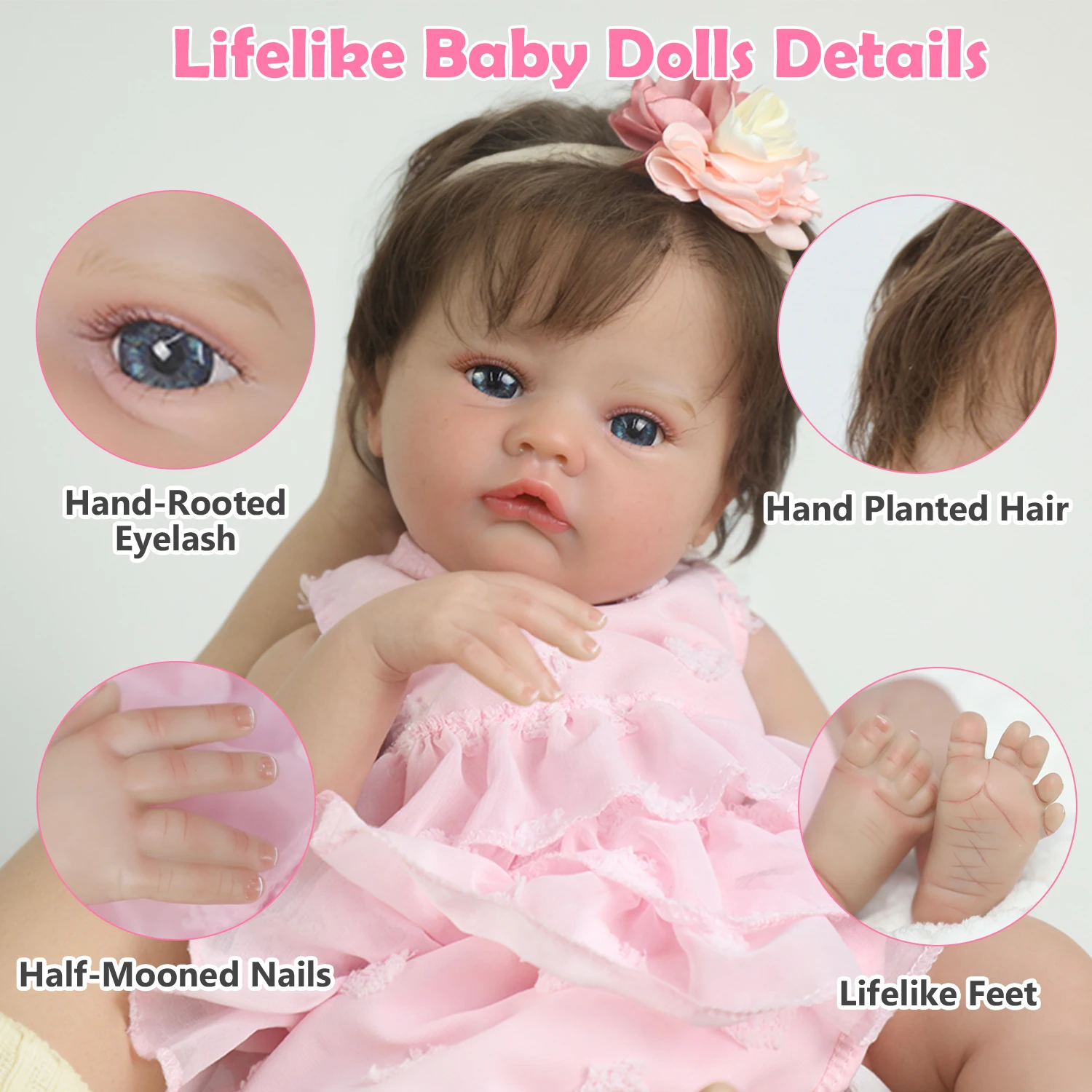 دمية طفلة تولد من جديد نابضة بالحياة مقاس 20 بوصة مع جسم من القماش الناعم وأطراف الفينيل هدية واقعية لحديثي الولادة للأطفال #3