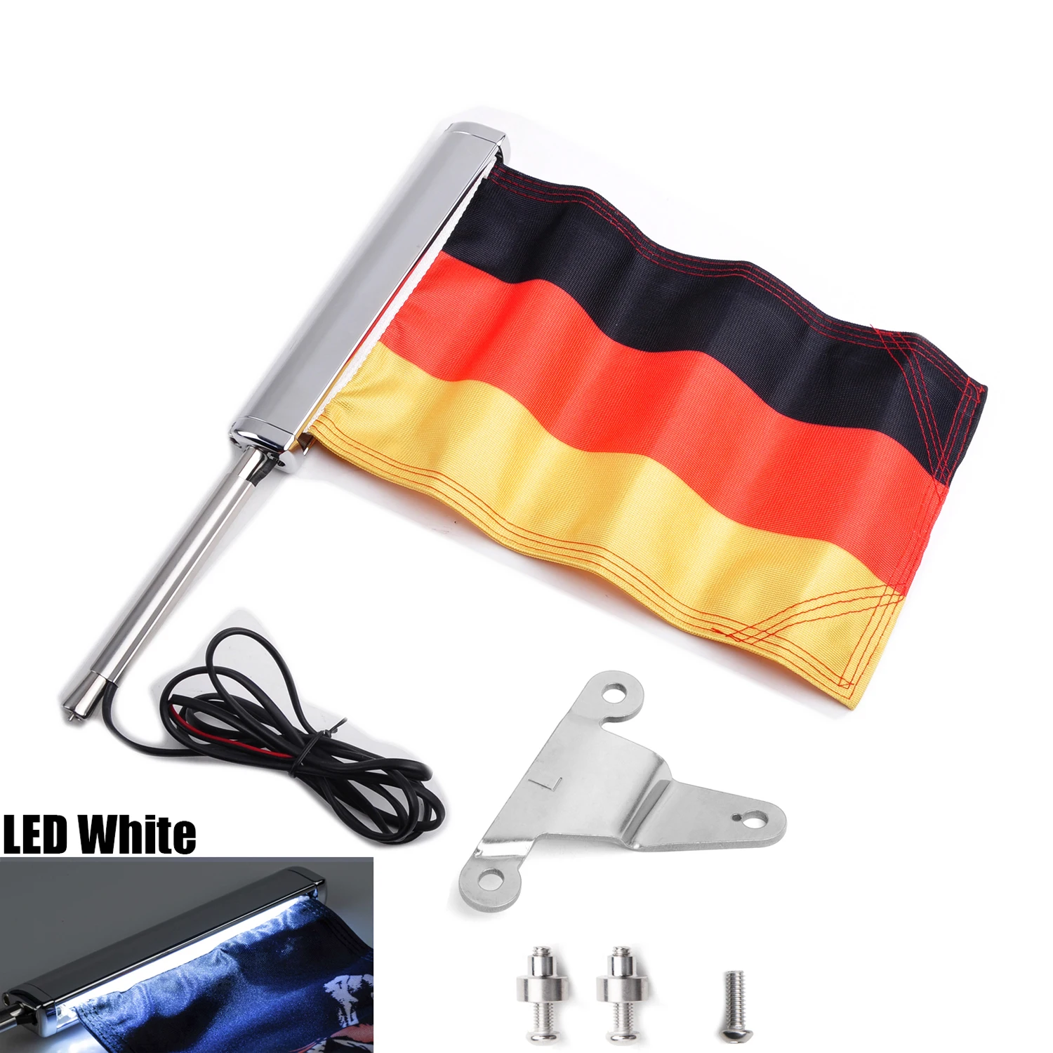 Motorcycle Flagpole Decoration LED For Honda Gold Wing GL1800 Germany Tour Group Flagpole Passenger Luggage Gadgets Kit-PANICAL