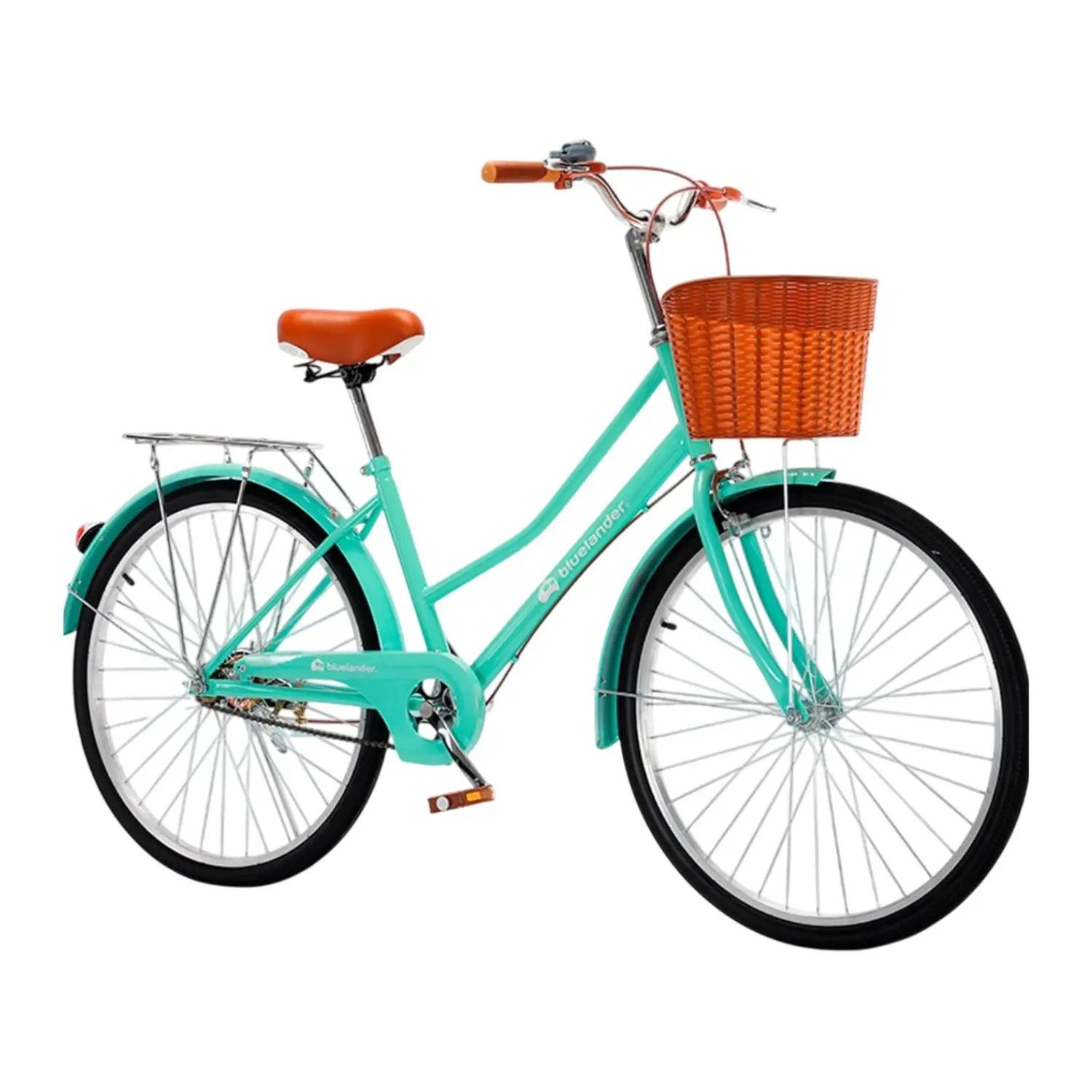 Bluelander Bicicleta Urbana, Bicicleta Rodada 29, Bicicletas, Marco, Estructura de Acero con Canasta para Bicicleta, Bicicleta para Adulto, Diseño Clásico Vintage