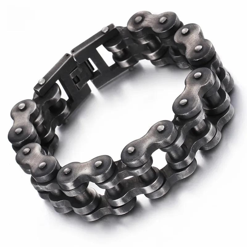 AliExpress Kalen Punk Brushed Bike Chain Bracelet Oxidized Dark Bicycle Chain Men Bracelet Fashion Male 316L