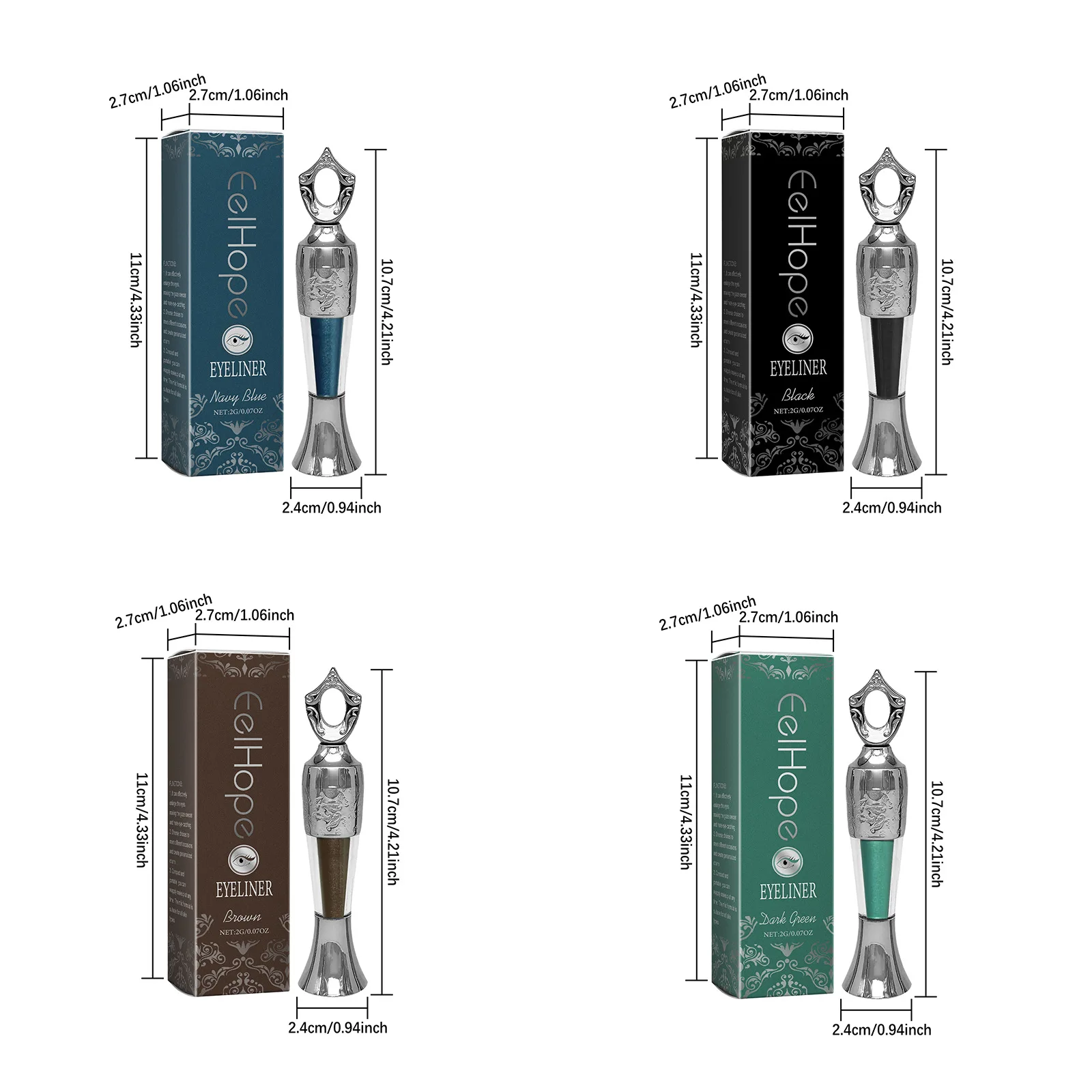 Eelhoope 2 جرام ماكياج ملون كحل حجم السفر دائم مقاوم للماء لا لطخة ماكياج السلس ماتي الجمال كحل ظلال العيون القلم