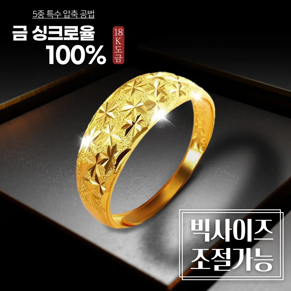 [Today's departure] Women's discoloration-free 18K Compression Plated Rings Round Earth Women's Gold Synchromatic Gold Quilted Pattern Fashion jewelry Daily Point Land High-end