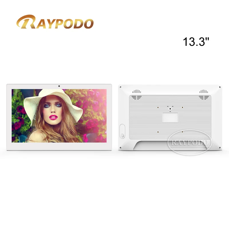 Raypodo-حامل لوحي صناعي ، شاشة عرض لافتات رقمية ، متعدد اللغات ، أندرويد 11 ، RK3566 ، 13.3"