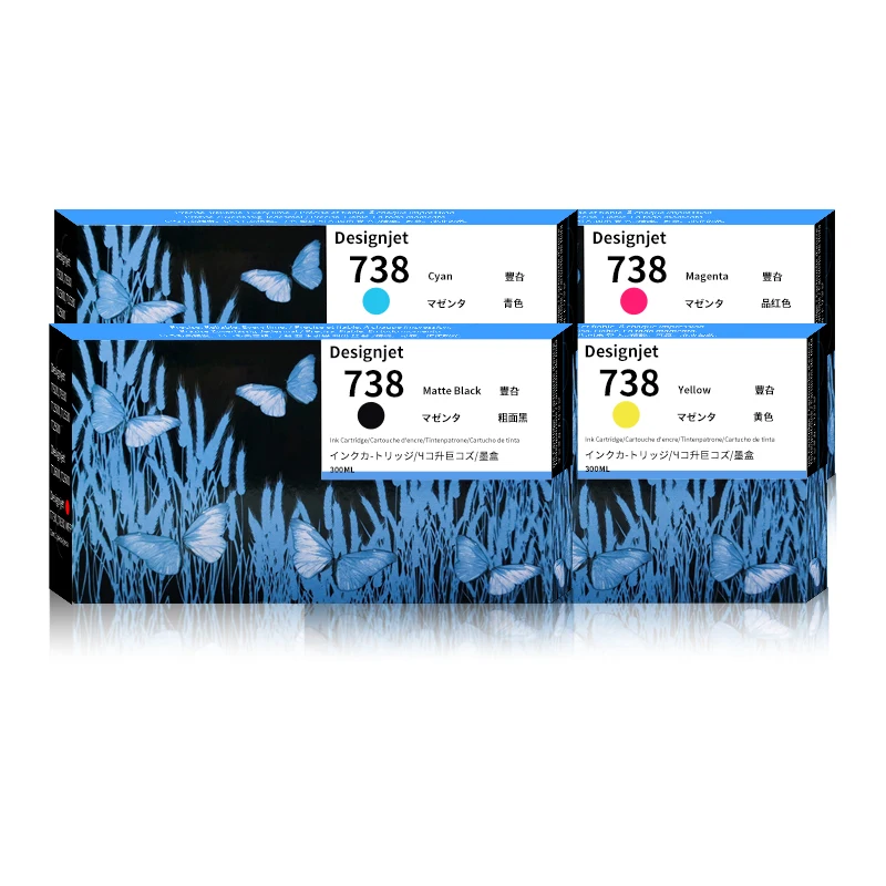 738 Ink Cartridge With Full Pigment Ink HP738 For HP Designjet T850 T950 Printer Ink Tank 300ML 498N4A 498N5A 498N6A
