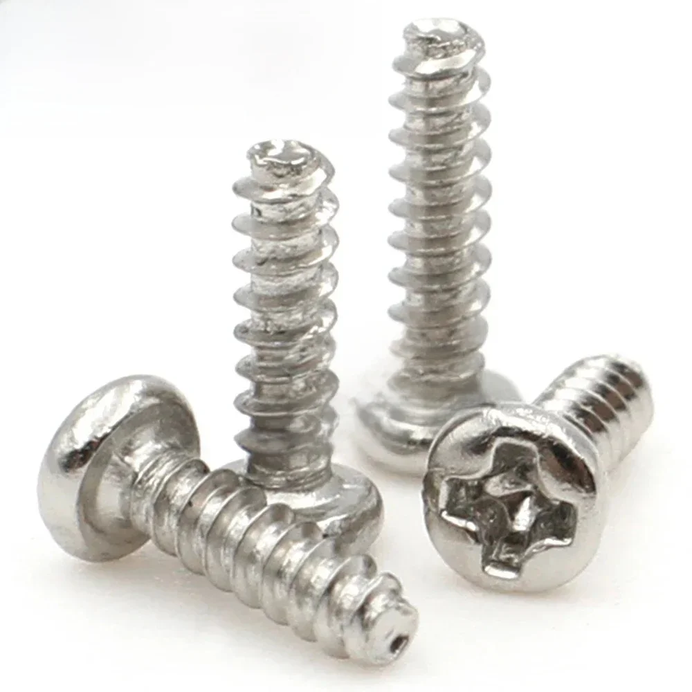 Vis à queue plate autotaraudeuses à tête ronde Phillips en acier au carbone de qualité 4.8, 30/50/100 pièces, M1.2 M1.7 M2 M2.6 M3 M4 M5