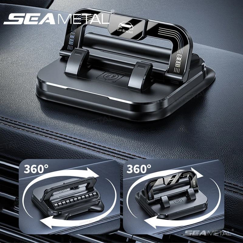SEAMETAL Armaturenbrett-Autotelefonhalter, 360-Grad-Drehung, Head-Up-Telefonhalterung, rutschfeste Navigationshalterung mit Nummernschild