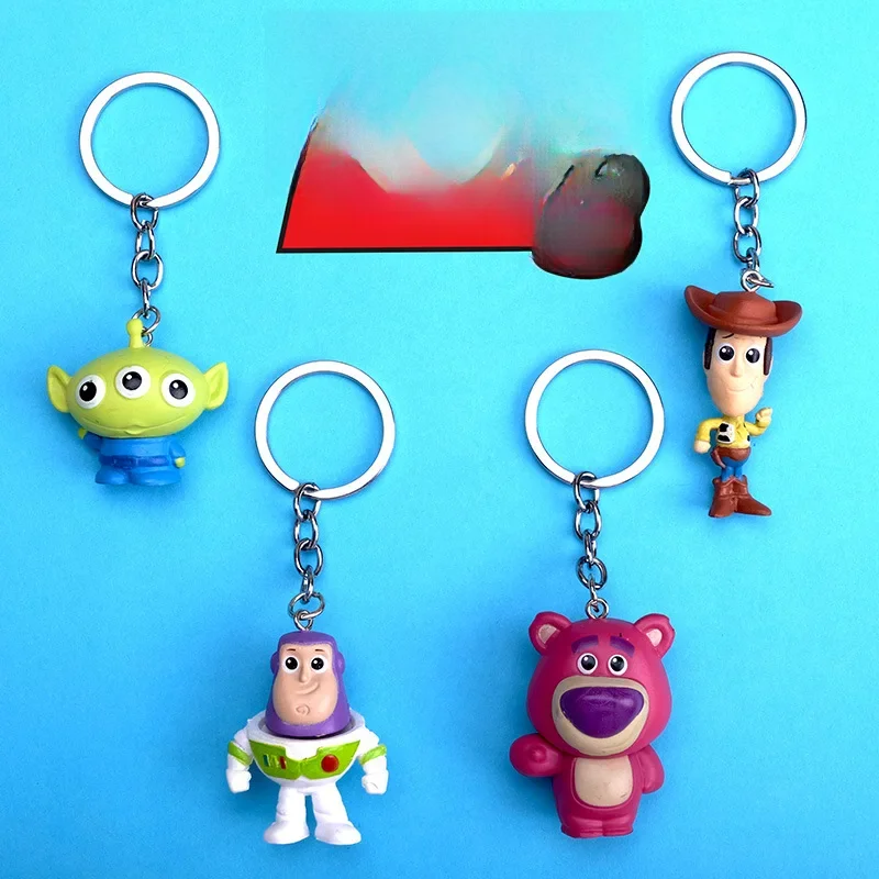 Mignon film Toy Story 4 Woody Buzz Lightyear PVC figurine porte-clés Figure Jessie Woody Alien porte-clés jouets pour enfants cadeau
