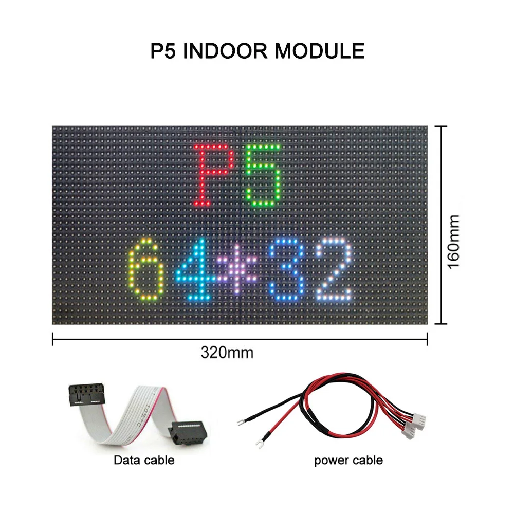 

Full color P5 indoor 64*32 pixels 320mm*160mm size 1/16 scanning painel de led