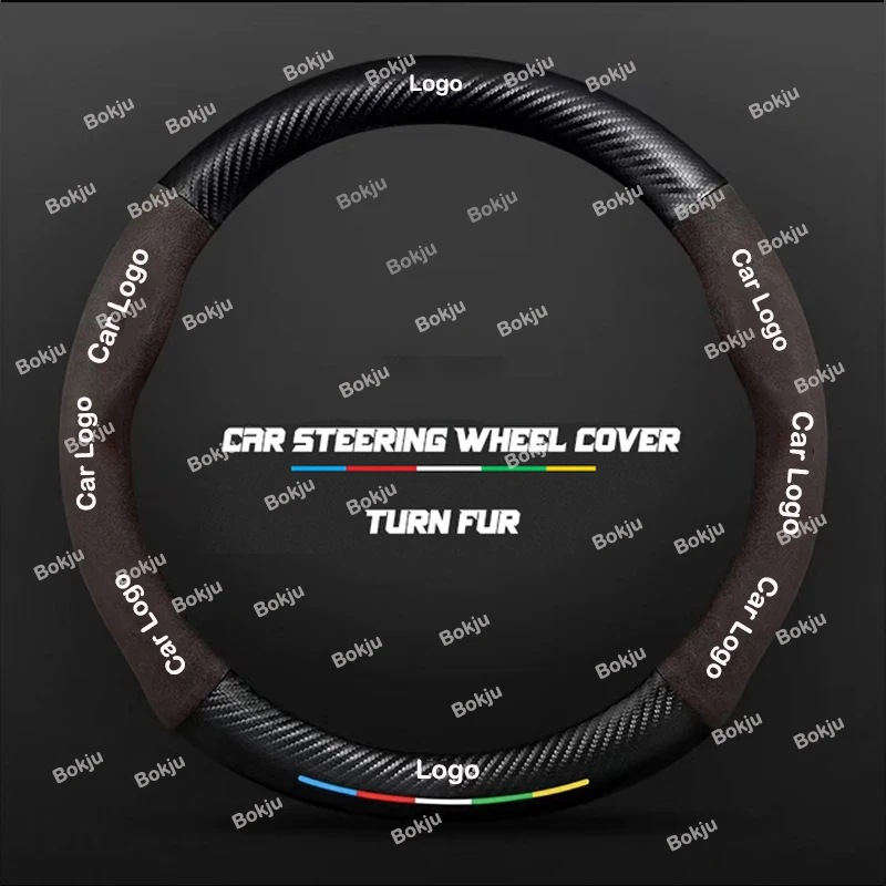 De fibra de carbono tampa do volante do carro, Capa de couro antiderrapante para Jeep Gladiator, Renegade, Bússola Wrangler Jl, Wrangler, Cherokee, Cherokee