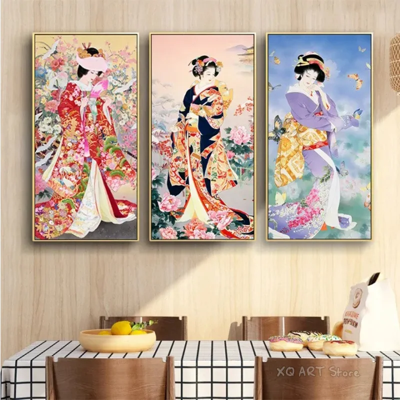 

Ukiyo-e Japanese Style Lady Figure Decorative Painting For Sushi Place Japanese Food Canvas Posters Prints Wall Home Decoration