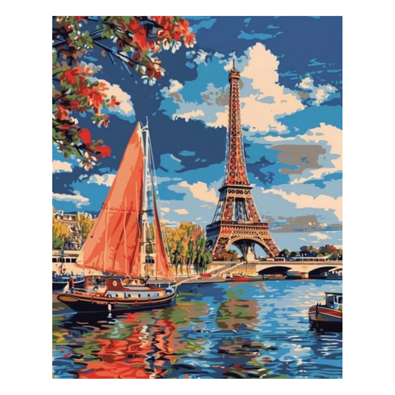 Painting By Number iron tower DIY HandPainted Acrylic Painting Canvas Colouring Unique Gift Home Decorate