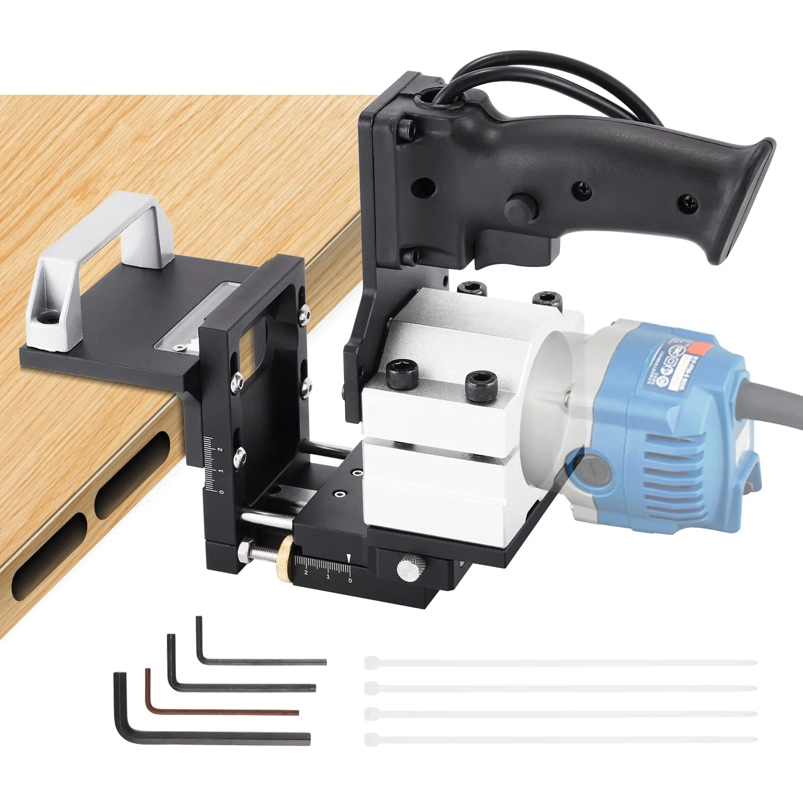

2 in 1 Side Hole Trimmer Holder Locator Punching Guide Invisible Parts Cutter Woodworking Toolside Hole Milling Machine