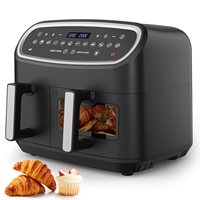 Dual-Zone Air Fryer 10L with Viewing Window, LED Touch Screen, Adjustable Time/Temperature – Mini Oven Compact Fryer