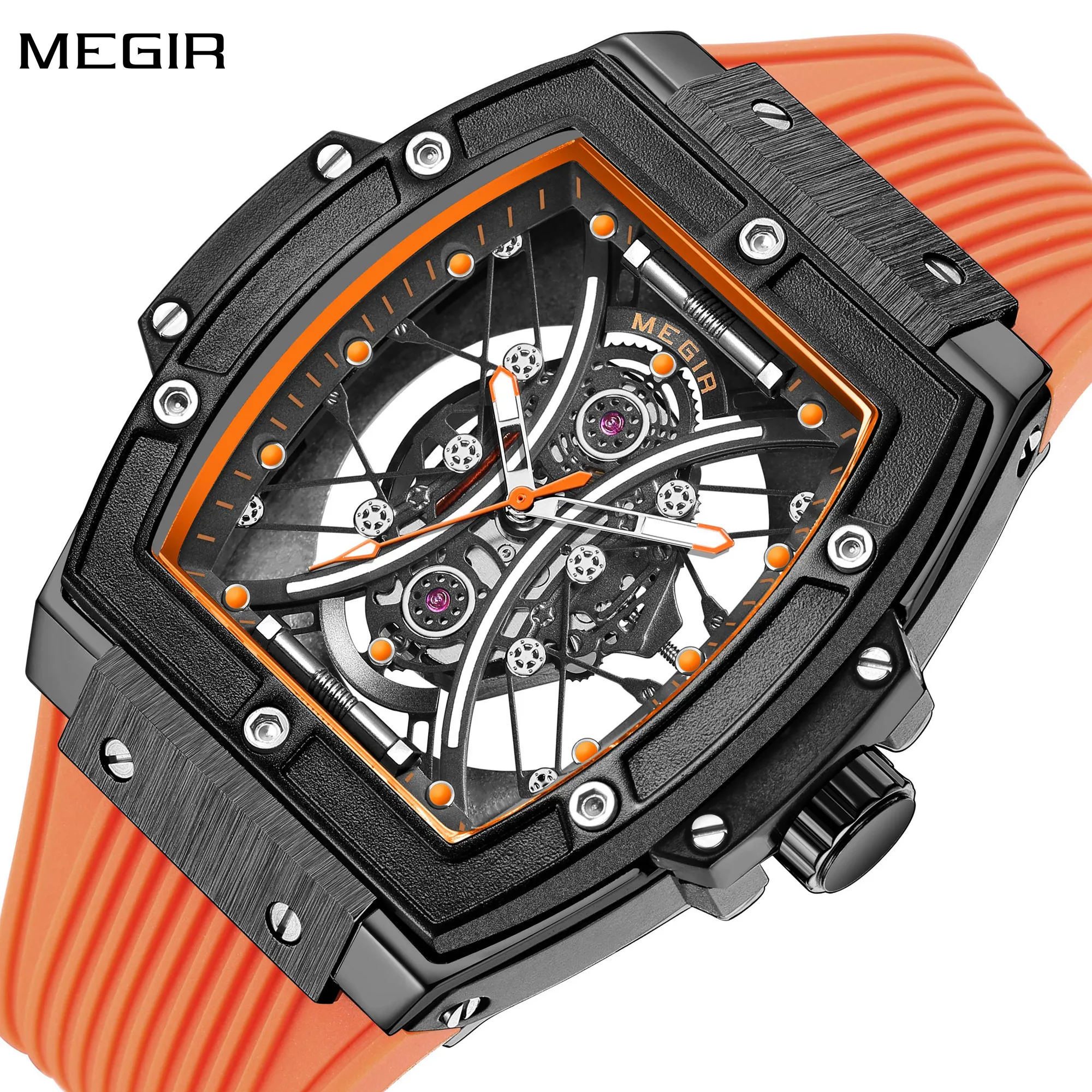 MEGIR Big Dial Men Watches Top Brand Fashion Sports Watch Casual Military Quartz WristWatch Silicone Band Relogio Masculino 8109