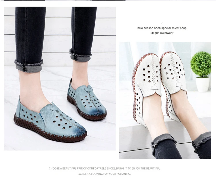 Echt leder Ballerinas Schuhe Frauen Vintage Luxus hochwertige Slipper Damen Mokassins lässig elegante Damen breite Schuhe – Detail 40