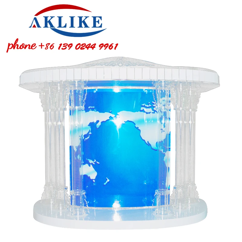 

2024 AKLIKE Furniture Modern Rostrum Bible Top Table Atriles Para Biblias Church Glass Pulpit Lectern Podium Free Shipping