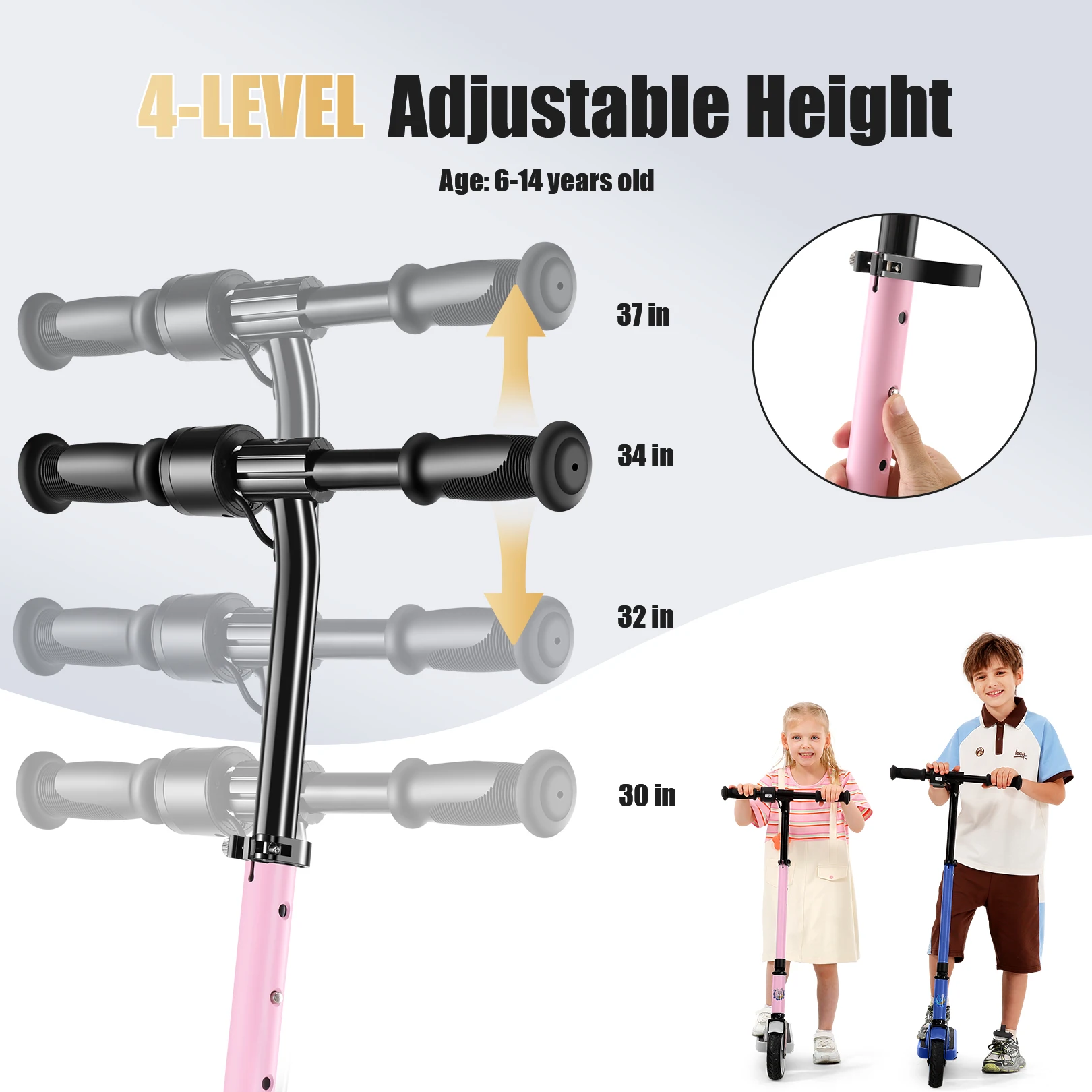 سكوتر كهربائي للطفل محرك 180 واط ارتفاع قابل للتعديل 10 ميلا في الساعة أقصى سرعة E-سكوتر مع ضوء اللون للطفل 6-12 سكوتر بمحرك #5