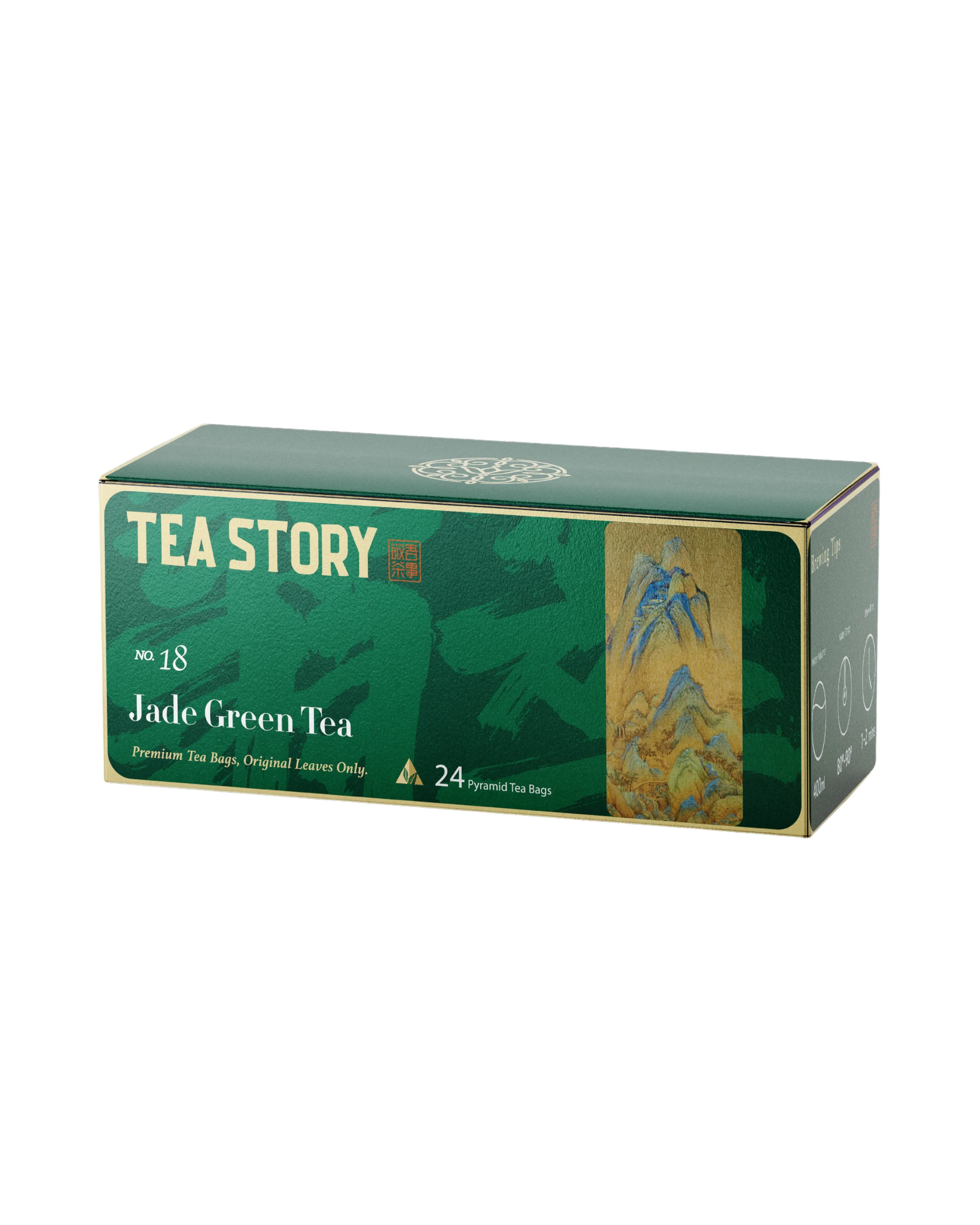 Tea Story Jade Green Tea Bags Natural Loose Leaf Taste Antioxidant Rich Clean Energy Focus Calm Glow Daily Wellness Tea 24pcs