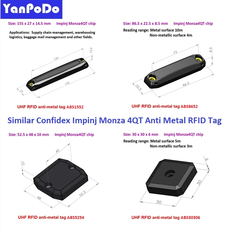 Similar Confidex Passive Impinj Monza 4QT Chip Long Range 15M UHF RFID Anti Metal Tag 860-960MHZ Durable for Inventory System