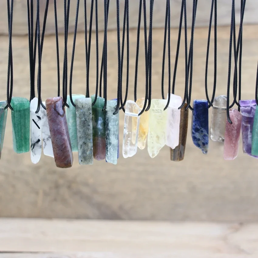Healing Reiki Raw Stein Scheibe Punkt Anhänger Halskette, Natürliche Gmes Rose Quartzs Citrines