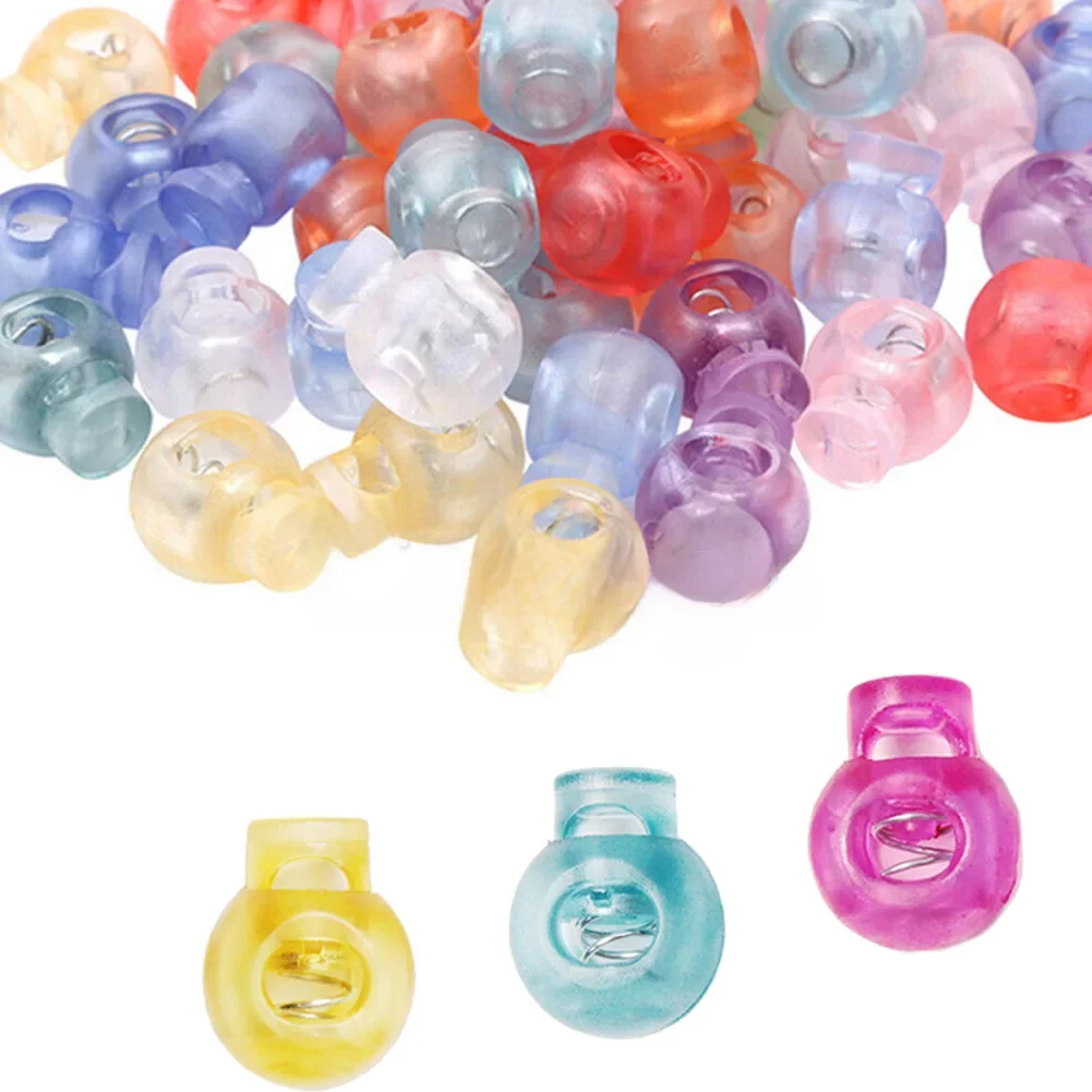 10 sztuk plastikowy zamek do sznurka korek sprężynowy klips przełączający przezroczysty na sznurowadło sznurek Paracord smycz lina przezroczysty kolorowy — zdjęcie 2