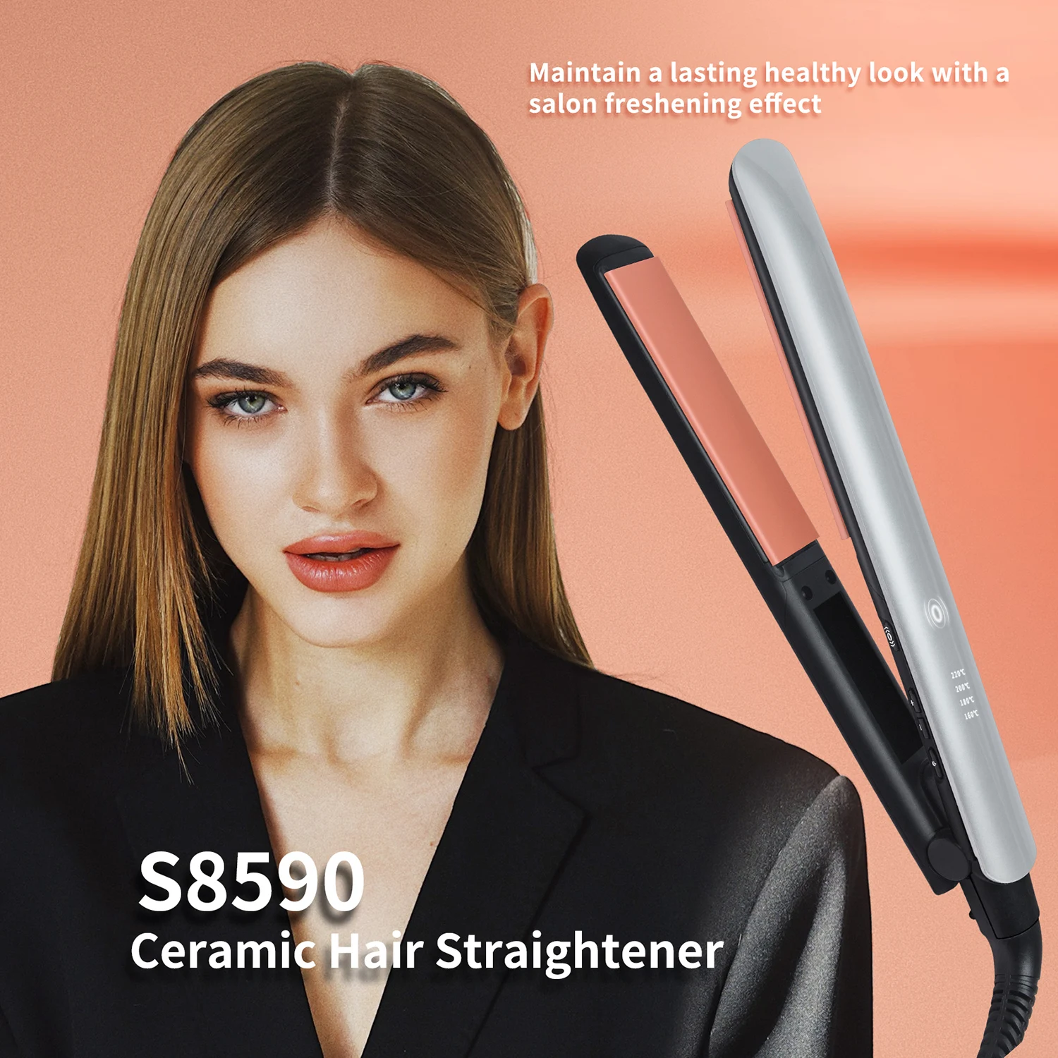 Professional Hair Straightener Ceramic Ionic Fast Heat-Up Hair Flat Iron Adjustable Temperature Straightening Iron