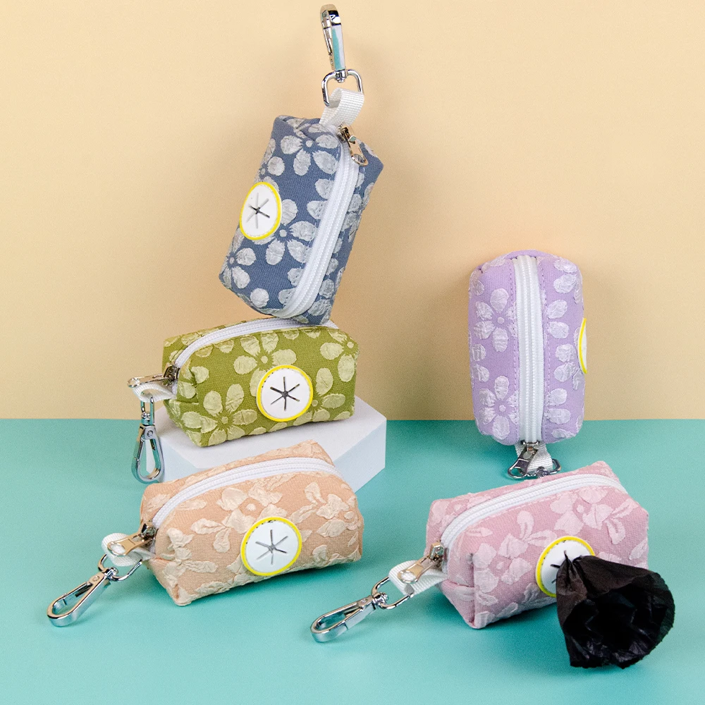 Cute Flower Pattern Dog Poop Bag Holder Dispenser Suitable Walk Dog Factory Direct Sale