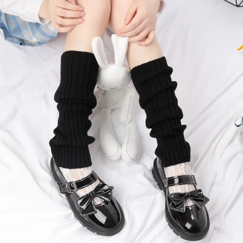 Guêtres pour femmes, manchettes de bottes, cuissardes hautes, chaudes, tricotées, chaussettes noires, Harajuku, jambières, cadeaux gothiques Lolita Goth Y2k, couvre-pieds
