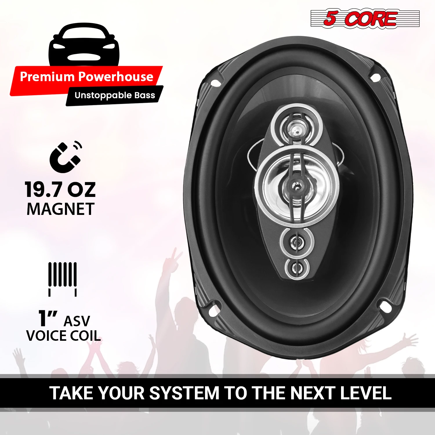 5Core 6x9 Car Speaker 800W  4Pcs 4Ohm 4 Way Coaxial Speaker Audio w Super Tweeter Universal Fit