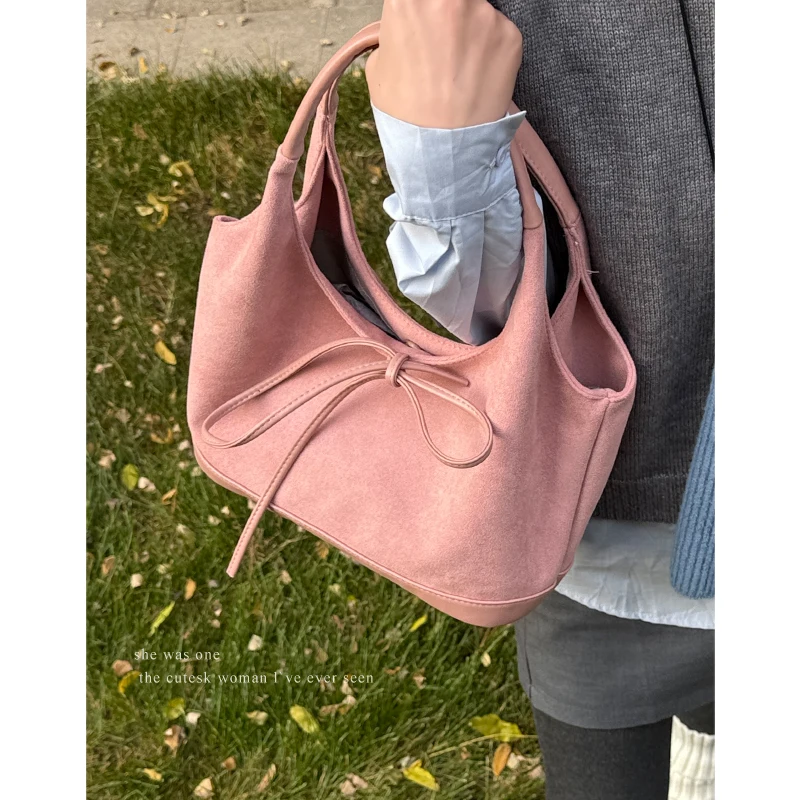 

Pink Bow Shoulder Bag Casual Underarm Sac Design Fashion Handbags Hand Bag Ladies New To Tote Bag Design High Quality Luxury