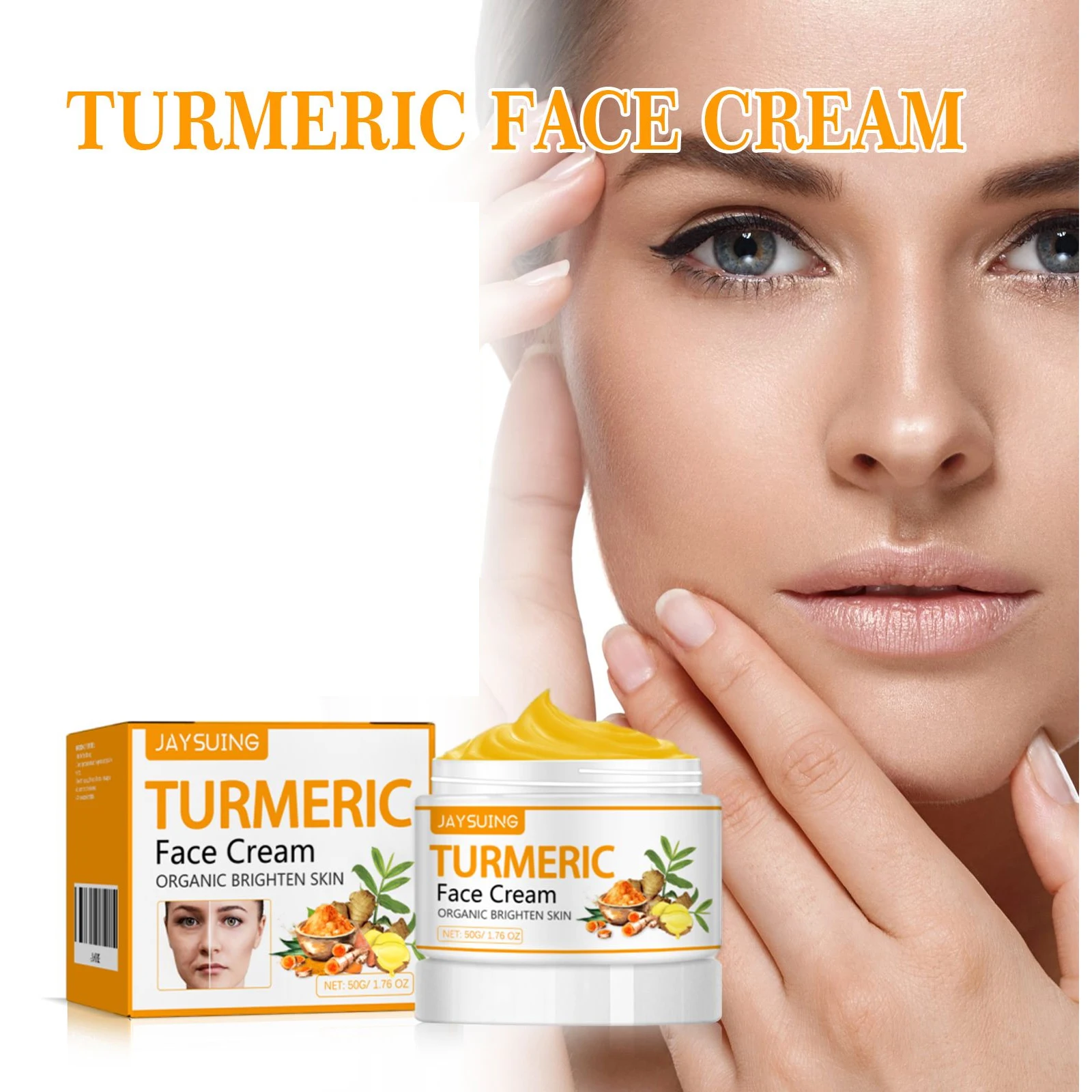 

Jaysuing 50g Turmeric Firm Face Cream Fade Fine Lines Hydrating Oil Control Repair Dry Rough Skin Brightening Skin Care Cream