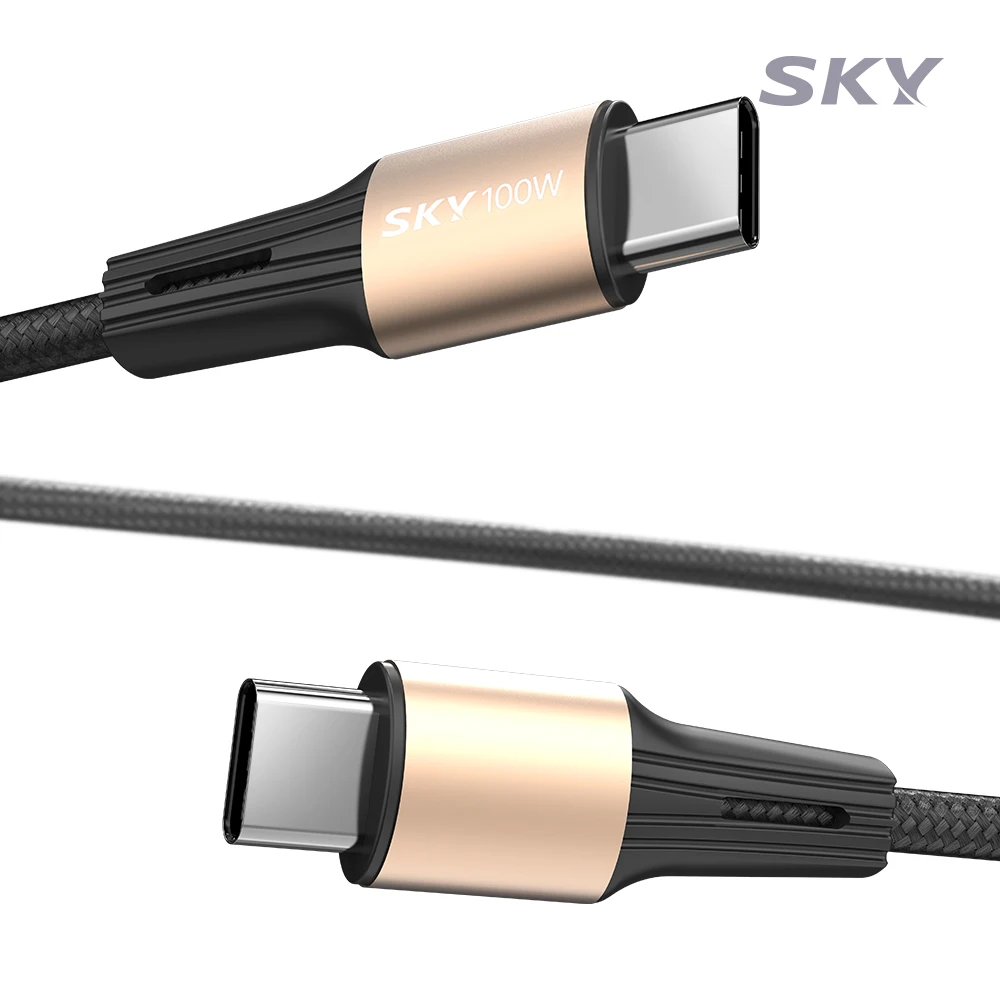 Sky 100W PD C to C Type High-Strength Fabric Ultra-Fast Charging Cable 2M (Single Pack)