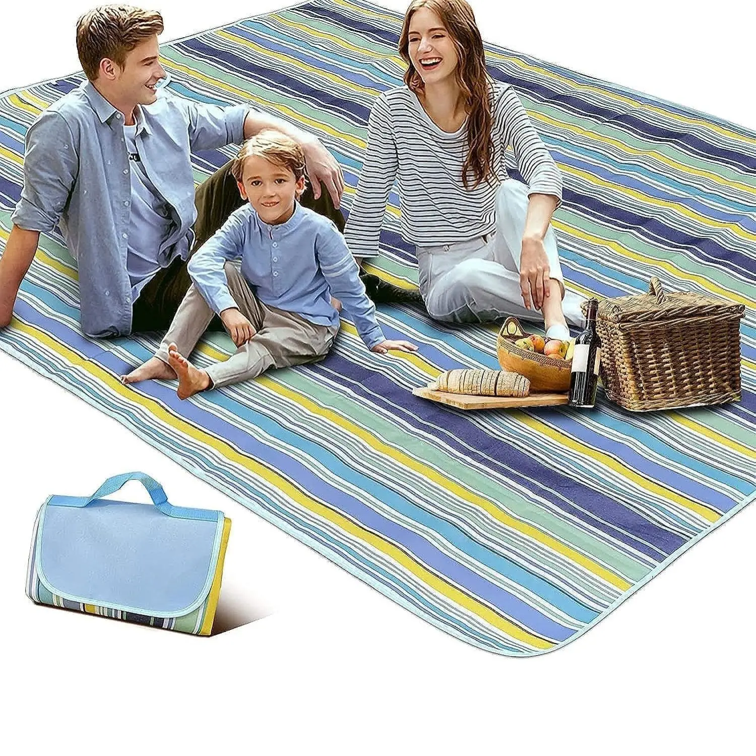 Portable Waterproof Picnic and Beach Blanket, 180x145cm,Foldable Mat for Outdoor Camping, Park, and Garden