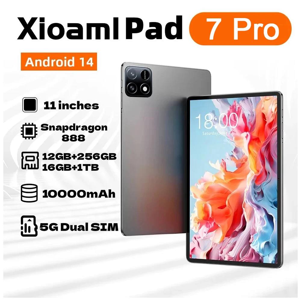 2024 Original Pad 6 Pro Tablet PC Android 12 10 Inch 16GB 1024GB 5G Dual SIM Phone Call GPS Bluetooth WiFi Google Tablette PC Mi