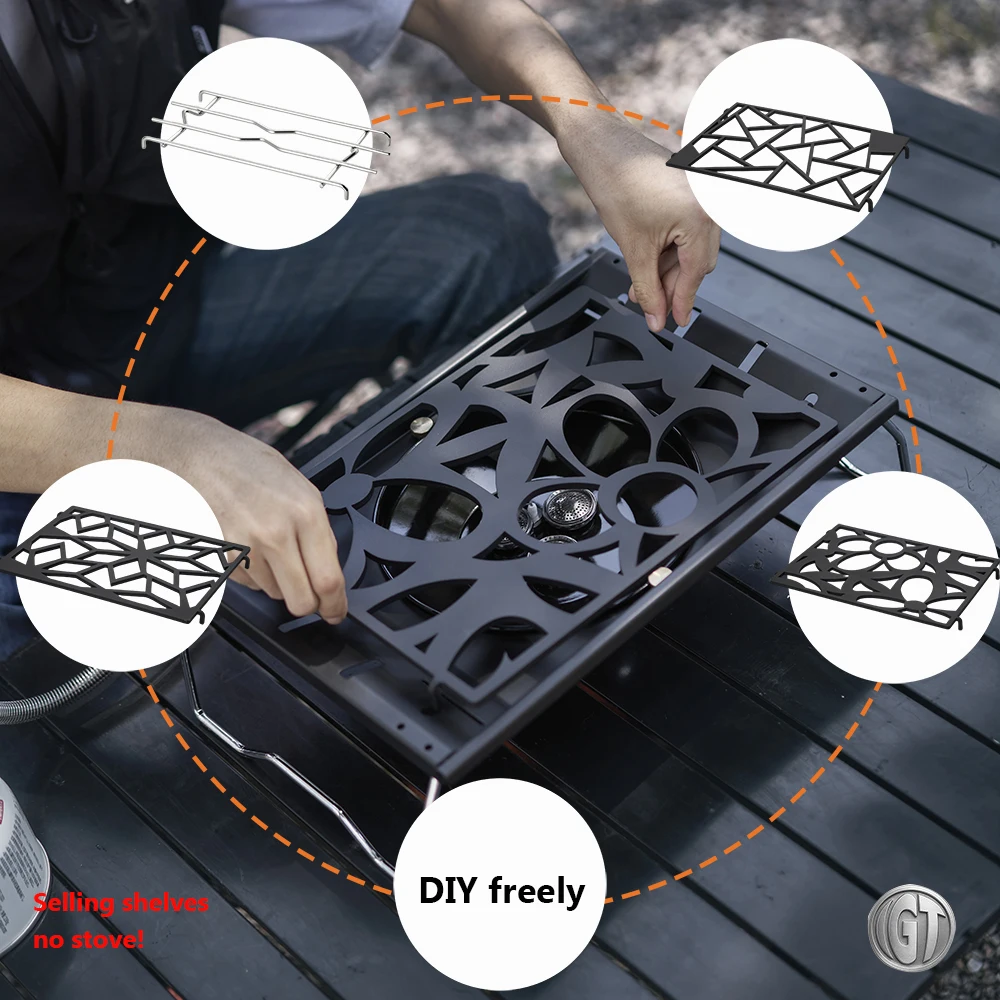 Pandatour ﻿ IGT Herdzubehör Gasherd-Modifikationsabdeckplatte Herdplatte ﻿ DIY Kreativität: Geschwärztes Camping-Equipment – Detail 1