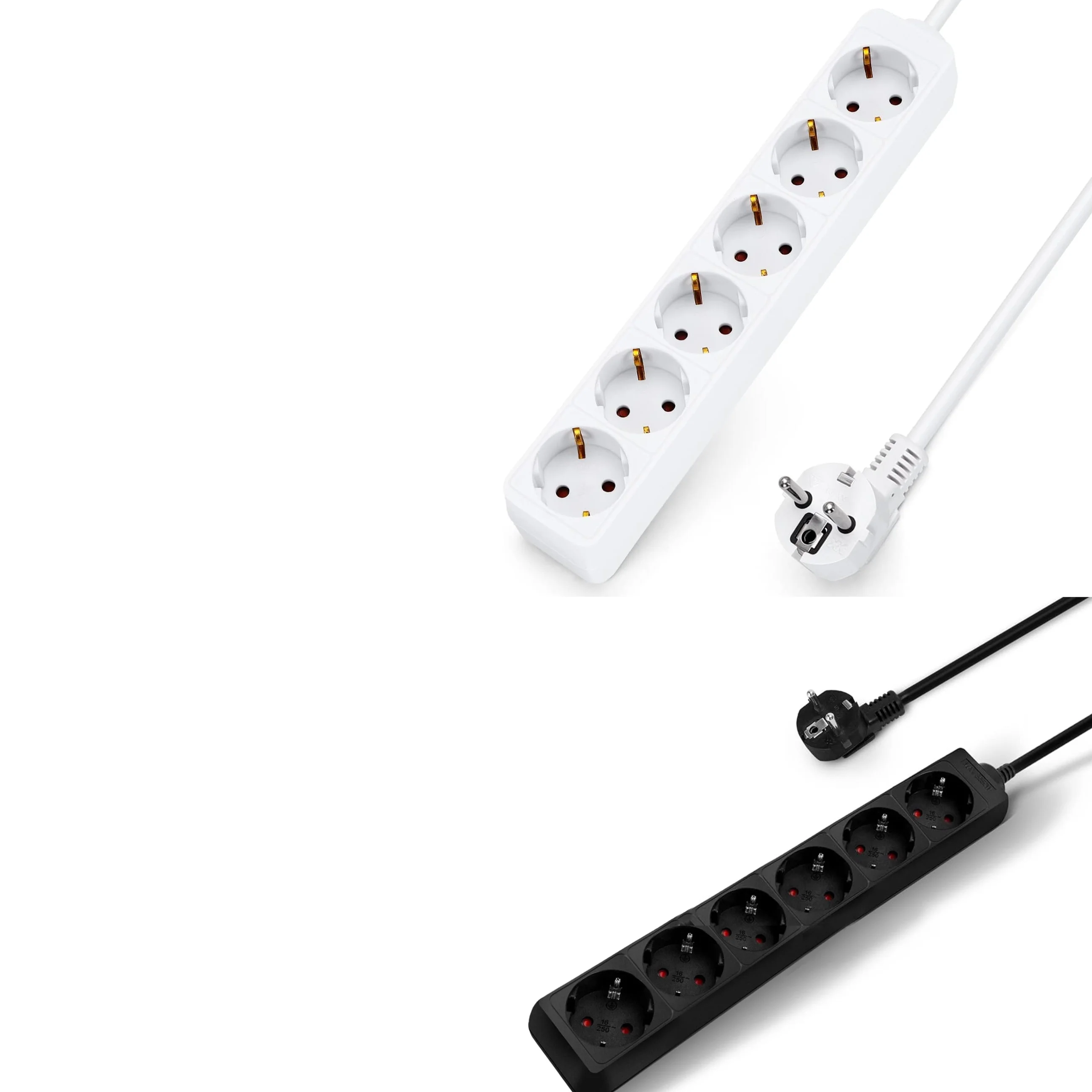 Multipresa a 6 prese EU senza interruttore, 16A 3680W, cavo da 1,5m 3G1.5Mm², prolunga elettrica