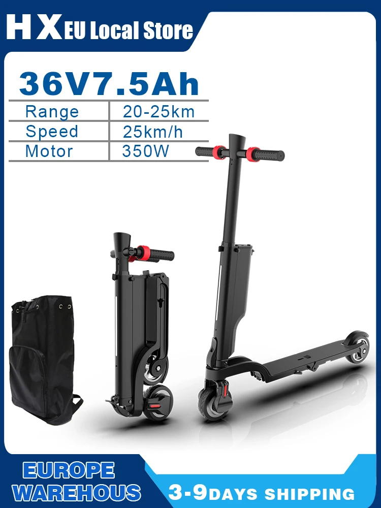 HX X6 Elektroroller 350W 36V 7,5Ah 20-25km Reichweite 25km/h Höchstgeschwindigkeit Smart-App 5,5-Zoll-Reifen E-Scooter Faltbarer Rucksack-Elektroroller