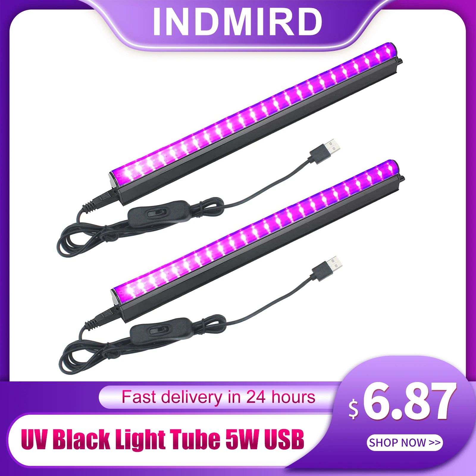 أسود ضوء أنبوب 5 واط USB UV LED ضوء أسود مصباح 395 نانومتر الأسود ضوء بار ضوء تأثير مصباح للحفلات المرحلة الإضاءة مع التبديل