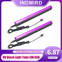USB UV LED 블랙 라이트 튜브, 스위치 포함, 395 nm, 블랙 라이트 바, 라이트 효과, 파티 조명, 무대 조명, 5W