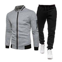 Mens Casual Tracksuits Sportswear Jackets + Pants Two Piece Sets Male Fashion Solid Jogging Suit Men Outfits Gym Clothes Fitness