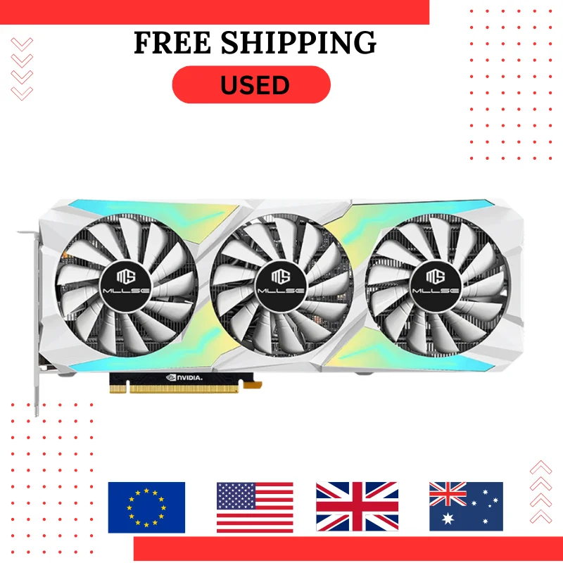 Tarjeta gráfica MLLSE usada RTX 3070 8GB Placa De Video NVIDIA GPU 12Pin GDDR6 256bit HDMI * 1 DP * 3 PCI-E 4,0x16 rtx3070 8gb Gaming