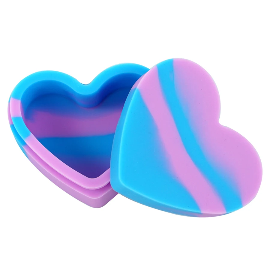 100pcs Heart Design Silicone Container for Girls, Portable Wax Jars, Cosmetic Pill Box, Dispenser, Gifts, 17ml, 3 Pcs