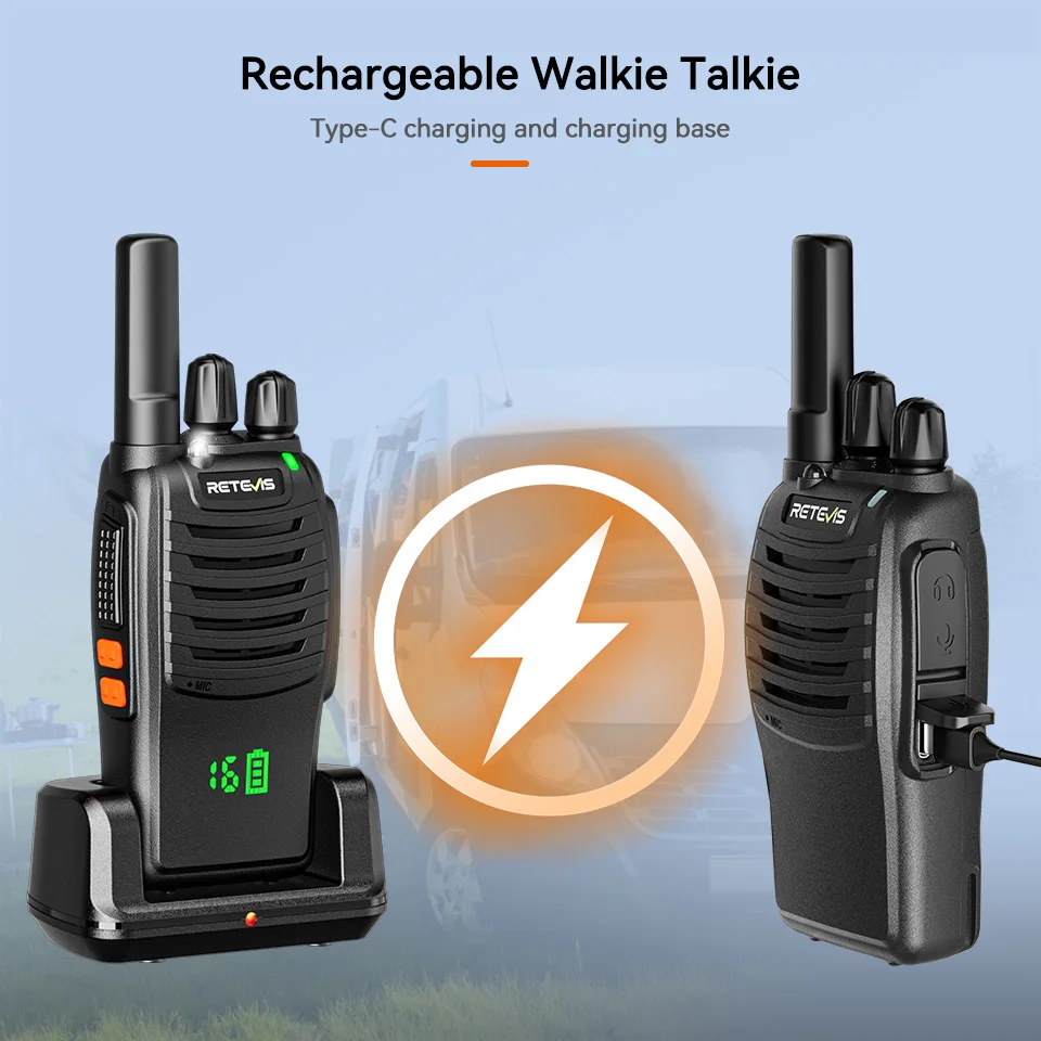 Retevis H777H Walkie-Talkie, 6-teilig, Zwei-Wege-Radio, Walkie-Talkie, PMR/FRS, Kommunikationsradio, tragbar, mit Sechs-Wege-Ladegerät, Gegensprechanlage – Detail 6