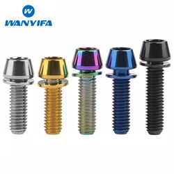 Wanyifa Titanium Bolt M6x16 18 20 25mm Taper Hex Head with Washer Screw for Bicycle Stem Disc Brake Bottle Cage Ti Fasteners