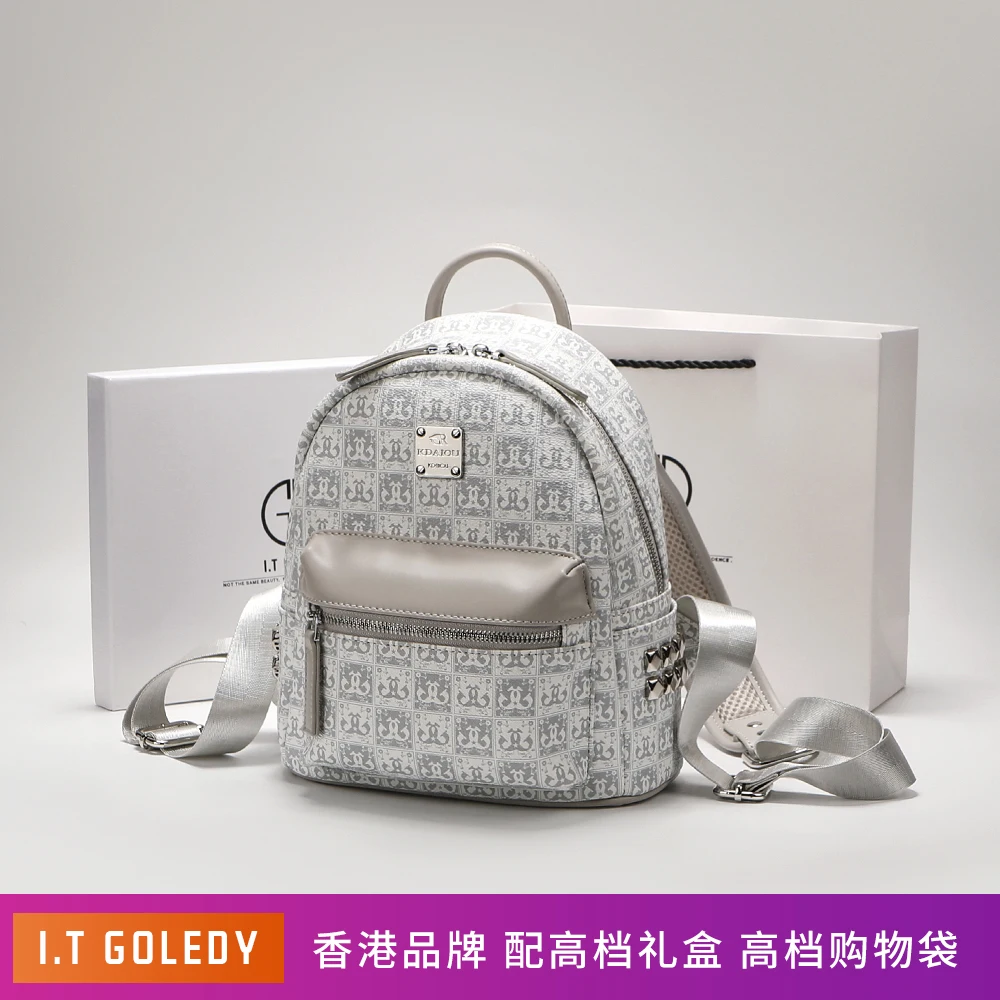 

Женский рюкзак 2025 года с металлическими застежками-застежками с логотипом и заклепками, качественный материал, отлично подходит для повседневной носки, демонстрации моды